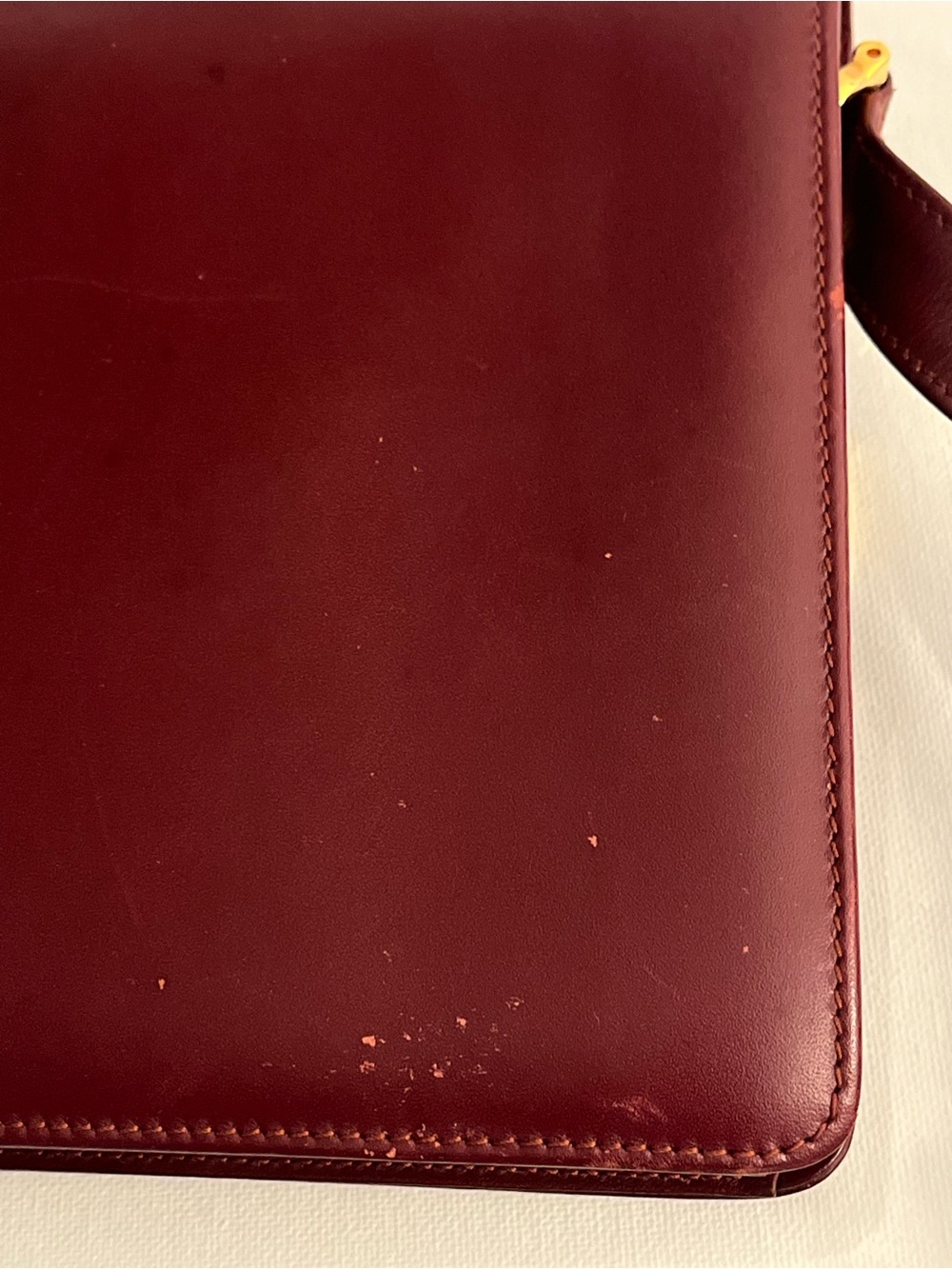 Cartier Burgundy Leather Shoulder Bag with Gold Hardware - Picture 14 of 14